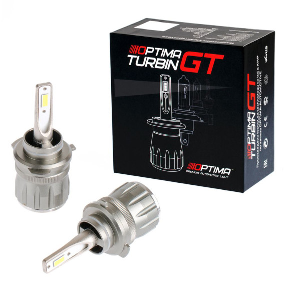 Светодиодные лампы HB3 Optima LED Turbine GT, чип 7535, White, 9-32V, IP68, 2шт МиниТурбина, Циркуляция  внутри фары