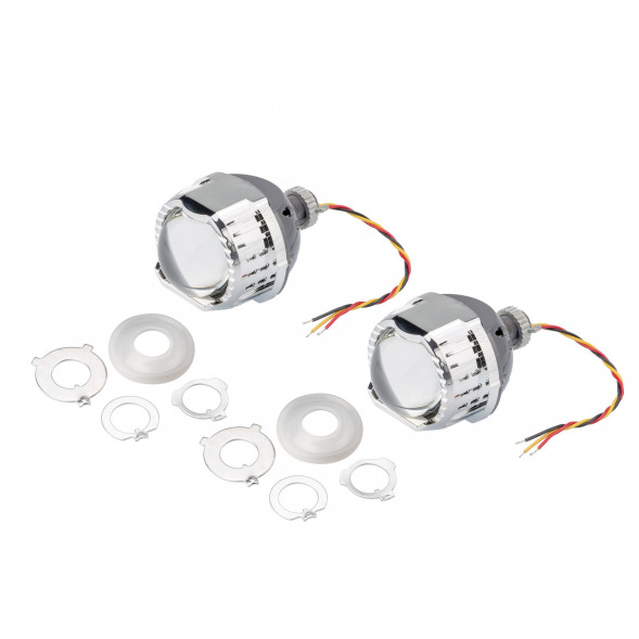 Светодиодная линза дальнего света Optima LED Lens High Beam Devil Eye RED, 5000K, с подсветкой линзы КРАСНОГО цвета, комплект 2 шт.