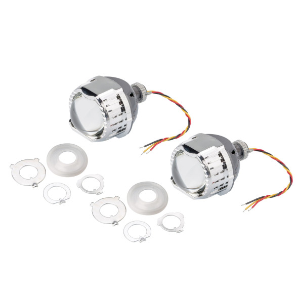 Светодиодная линза дальнего света Optima LED Lens High Beam Devil Eye BLUE, 3 дюйма, 5000K, с подсветкой линзы СИНЕГО цвета, комплект 2 шт.
