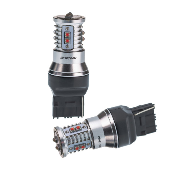 Светодиодная лампа 7440 Optima MINI-CREE, RED, CAN, CREE XB-D*10, 1800K, 12-24V, (W3X16g), 1 лампа