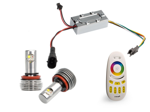 Светодиодный маркер (Подсветка колец) Angel Eyes E92 RGB Optima Premium H8, CREE, 60W, комплект с пультом