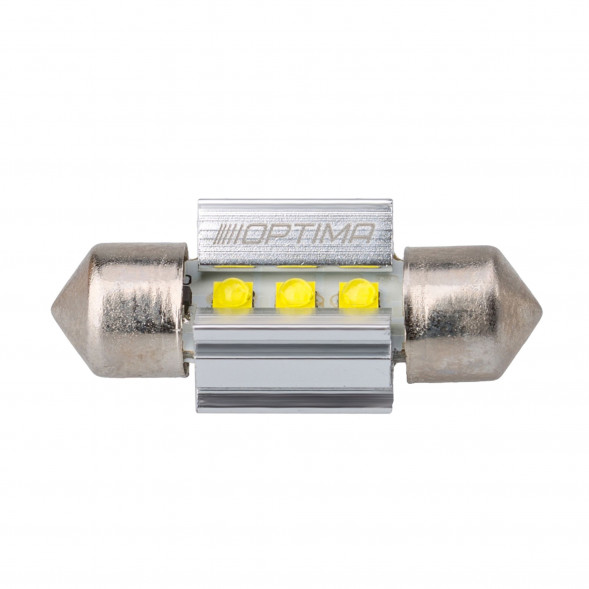 Светодиодная лампа Festoon 28mm Optima MINI-CREE, CAN, white, 1,8W, 12V, T10*28mm (SV 7-8), комплект 2 шт.