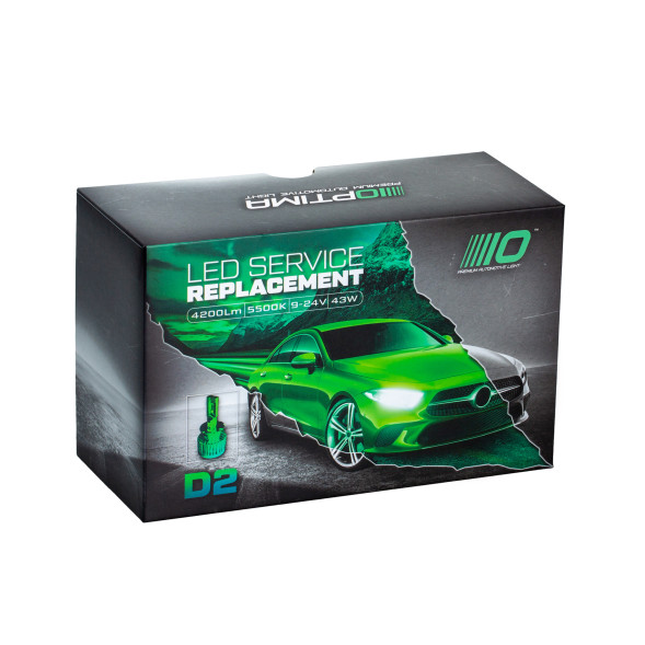 Светодиодные лампы Optima LED Service Replacement D2S 5500K, +50% Light, Версия 2, комплект 2 шт.