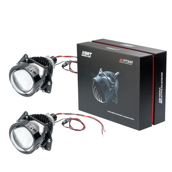 Светодиодная линза Optima Premium Bi-LED Lens, Series Reflector Technology (SRT), Double Chip 3.0", 5500К 24V, Комплект 2 шт.