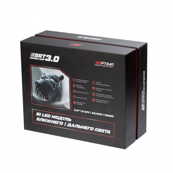 Светодиодная линза Optima Premium Bi-LED Lens, Series Reflector Technology (SRT), Double Chip 3.0", 5500К, Комплект 2 шт.
