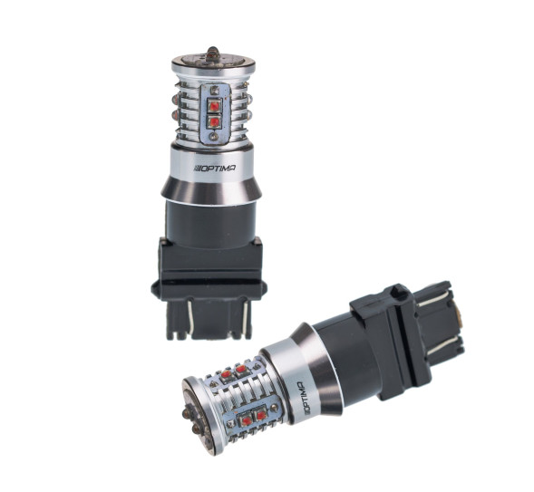 Светодиодная лампа 3157 Optima MINI-CREE, RED, CAN, CREE XB-D*10, 1800K, 12-24V, двухконтактная, 1 лампа