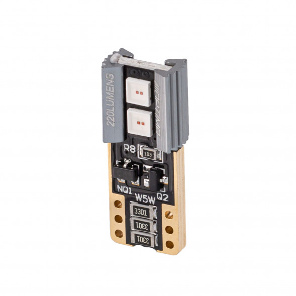 Светодиодные лампы W5W (T10) Optima Premium 220Lm, LG Chip, RED, SPECIAL CAN, 1,25W, 1800K, 12V, (W2.1X9.5D), Комплект 2 лампы