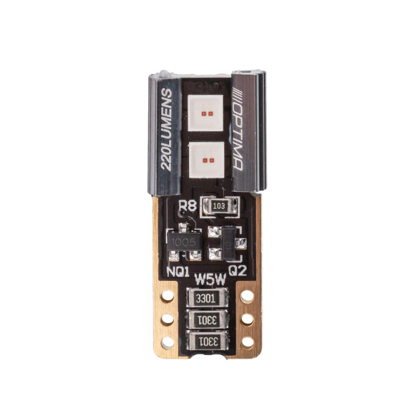 Светодиодные лампы W5W (T10) Optima Premium 220Lm, LG Chip, RED, SPECIAL CAN, 1,25W, 1800K, 12V, (W2.1X9.5D), Комплект 2 лампы