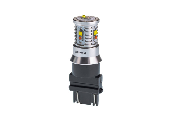 Светодиодная лампа 3157 Optima MINI-CREE, YELLOW / WHITE, CAN, CREE XB-D*10, 2800/5500K, 12-24V, двухконтактная, 1лампа