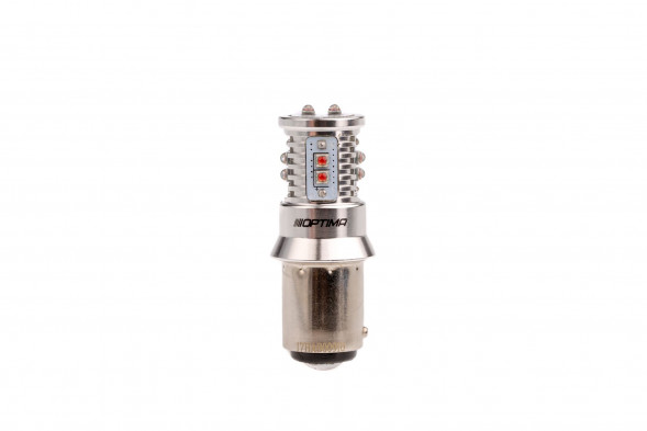 Светодиодная лампа P21/4W Optima MINI, RED, CAN, CREE XB-D*10, 1800K, 12V, (BAZ15d), двухконтактная, 1 лампа