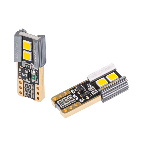 Светодиодные лампы W5W (T10) Optima Premium 220Lm, LG Chip, YELLOW, SPECIAL CAN, 1,25W, 2800K, 12V, (W2.1X9.5D), Комплект 2 лампы