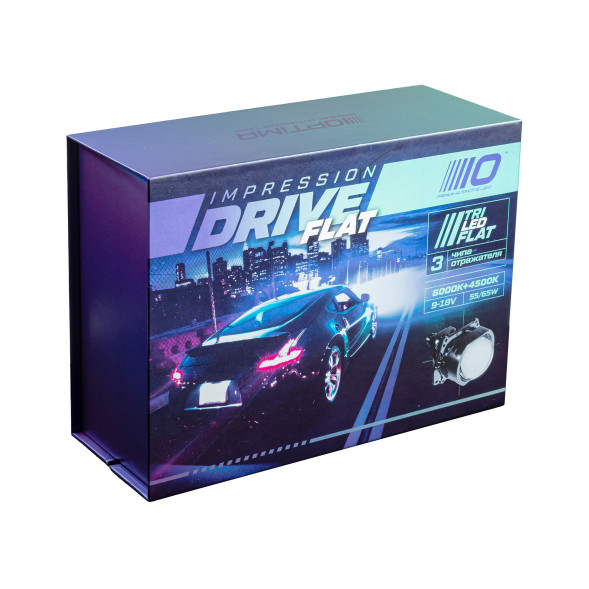 Светодиодная линза Optima Premium TRI-LED Lens, Impression Drive FLAT, 3.0", 6000К+4500К, 3 чипа, 3 отражателя, 12V, комплект 2 шт.