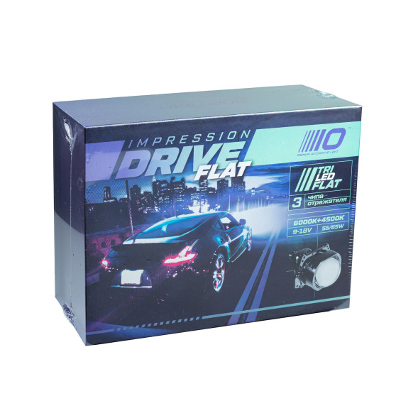 Светодиодная линза Optima Premium TRI-LED Lens, Impression Drive FLAT, 3.0", 6000К+4500К, 3 чипа, 3 отражателя, 12V, комплект 2 шт.