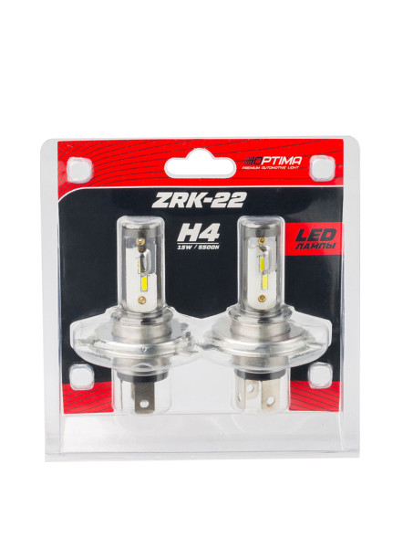 Светодиодная лампа H4 Optima LED ZRK-22, 5500K, 12V, комплект 2 шт.