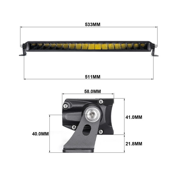 Фара светодиодная NANOLED DOUBLE SIDE, ближний или дальний свет 180W, 18 LED, 5000K, 511*58*41 мм