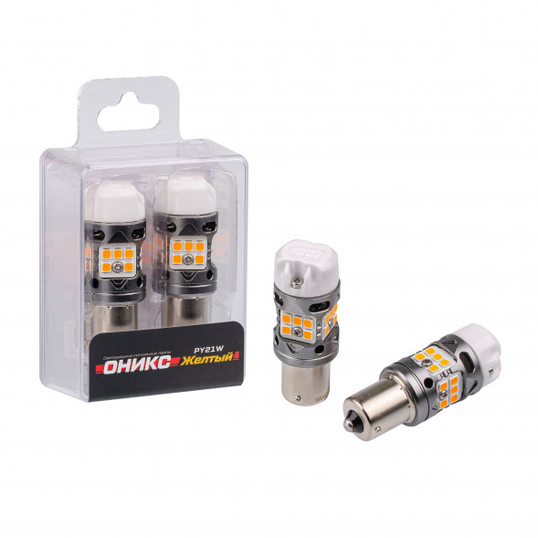 PY21W Optima Premium LED ОНИКС, YELLOW, 2800K, 1000Lm, CAN, 12V, (1156, BAU15), комплект 2 шт.