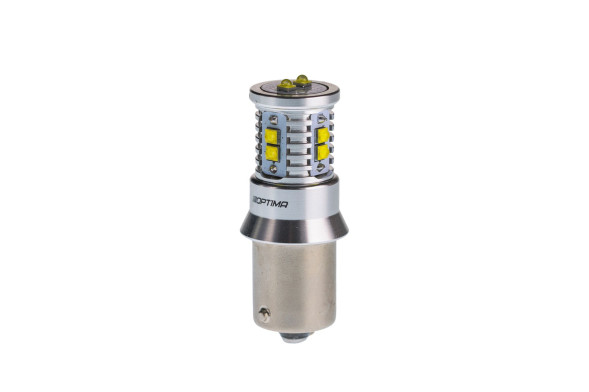 Светодиодная лампа P21W Optima MINI-CREE, CAN, CREE XB-D*10, 5500K, 12-24V, (BA15S), 1 лампа