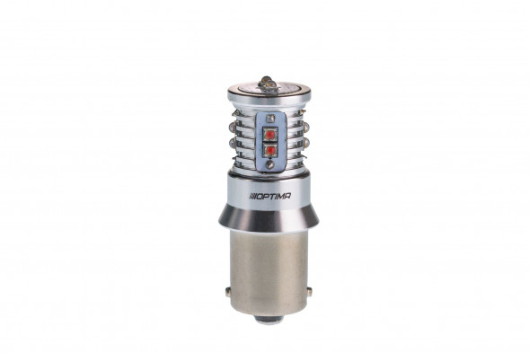 Светодиодная лампа P21W Optima MINI-CREE, RED, CAN, CREE XB-D*10, 1800K, 12-24V, (BA15S), 1 лампа