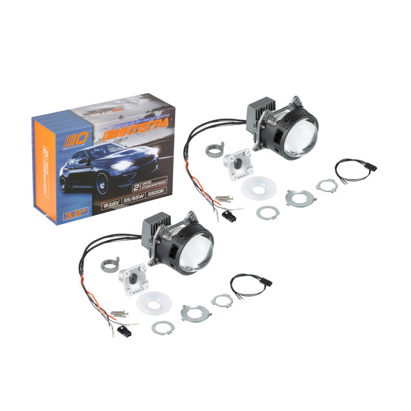 Светодиодная линза Optima Premium Bi-LED Lens ИНТЕГРА, 2 чипа, 5500K, 3.0", 12V, комплект 2 шт.