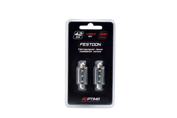 Светодиодная лампа Festoon 42mm Optima Premium PHILIPS, CAN, white, 12V, T10*42mm (SV 8,5), 1 лампа