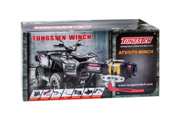 Лебедка для квадроцикла Tungsten T3500, тяговое усилие 3500 Lb/1589 кг, стальной барабан, синтетический трос 10м, 12 вольт.