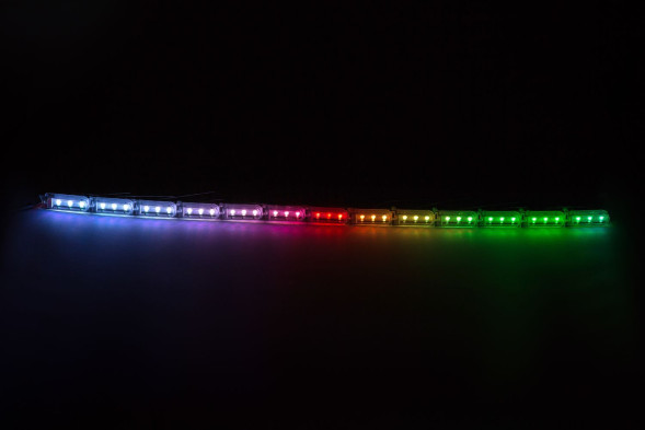 ДХО S10 Cristal RGB, Bluetooth, RUNNING (призма трапеция с поворотник бегущий огонь), компл.,49см, 12V
