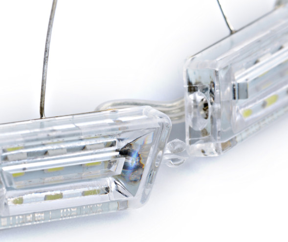 ДХО S8 Cristal RUNNING AUDI Style (призма трапеция с поворотник бегущий огонь), компл.,49см, 12V