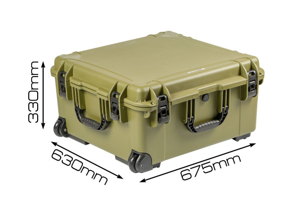 Кейс пластиковый OffRoadTeam Серия-Element модель EL613875 ЗЕЛЕНЫЙ, внутренние размеры 595*555*300мм, IP65, с колесами