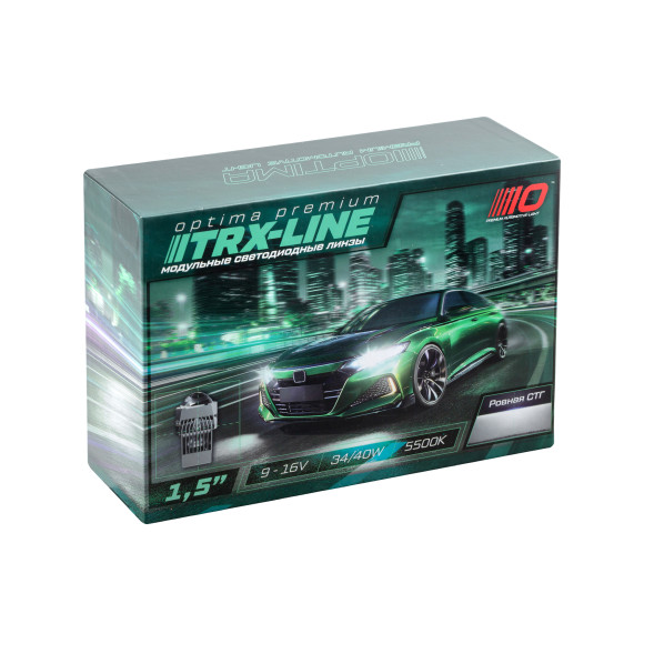 Модульные светодиодные линзы Optima Premium Bi-LED Lens TRX-LINE, 1.5'', 40Вт, 5500К, Световая граница Ровная, Комплект 2 шт.