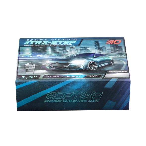 Модульные светодиодные линзы Optima Premium Bi-LED Lens TRX-STEP, 1.5'', 40Вт, 5500К, Световая граница Ступенькой, Комплект 2 шт.